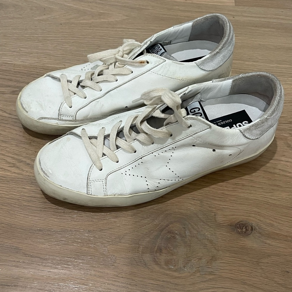Golden Goose White and Gray Sneakers